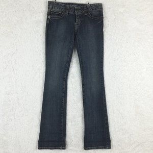 Guess Womens Jeans Boot Cut Daredevil Blue Denim Stretch Dark Wash Low Rise 27